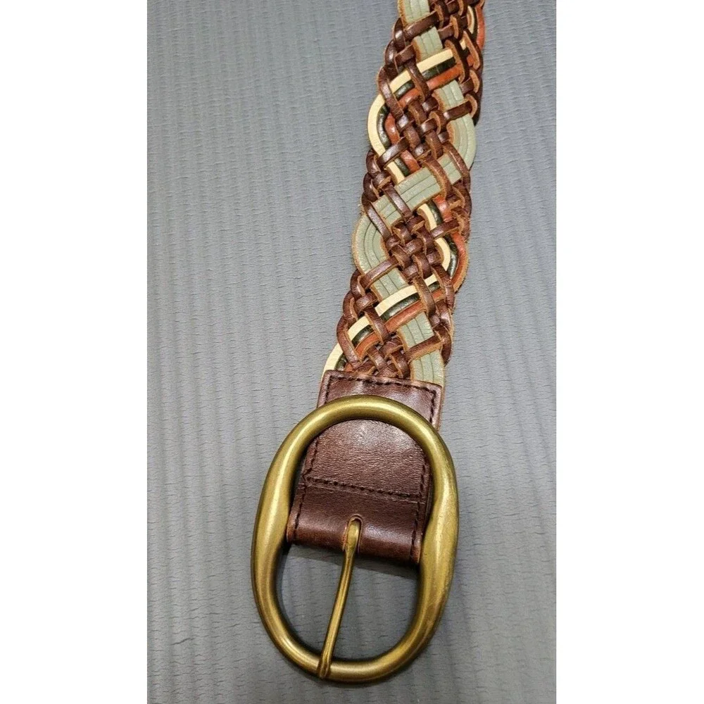 Genuine Leather Brown Woven Braided Womens L 2